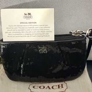 COACH Special Edition Black Sequin Wristlet - Brand New